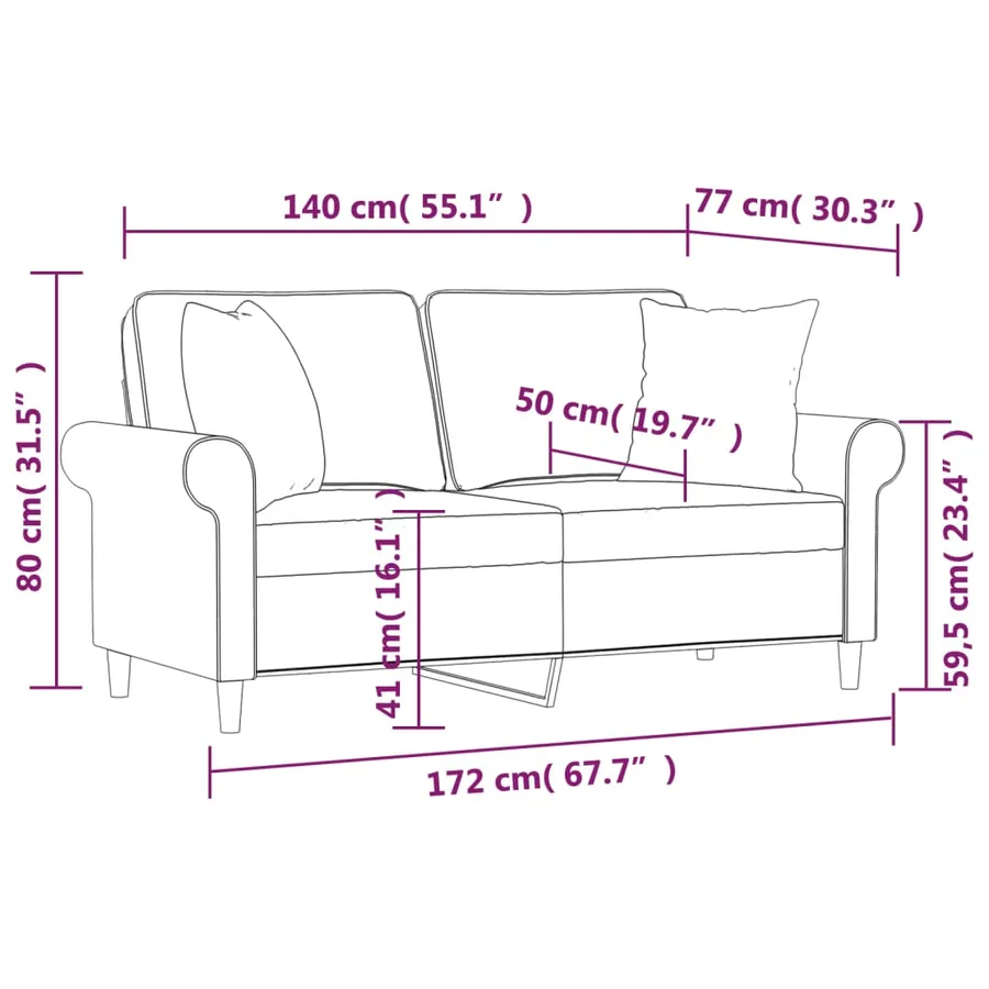 Canapé 2 places et oreillers et coussins Gris foncé 140cm Tissu - 7