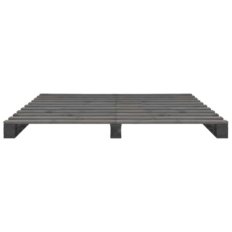 Cadre de lit de palette sans matelas gris 120x200cm bois massif - 3