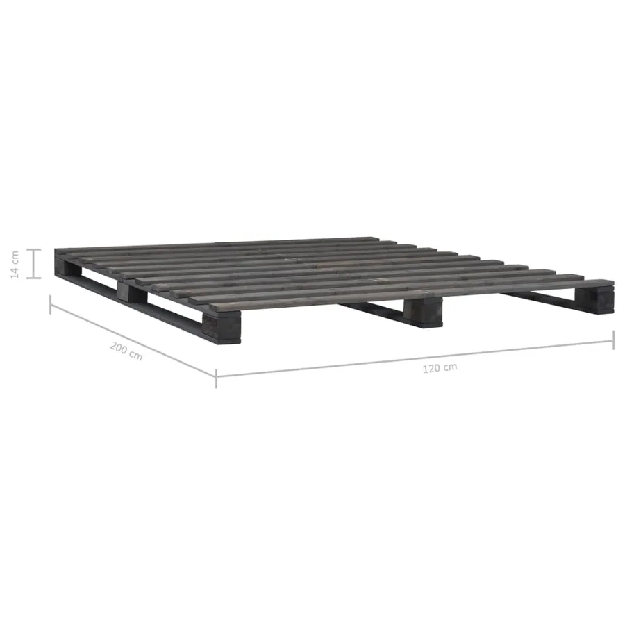 Cadre de lit de palette sans matelas gris 120x200cm bois massif - 7
