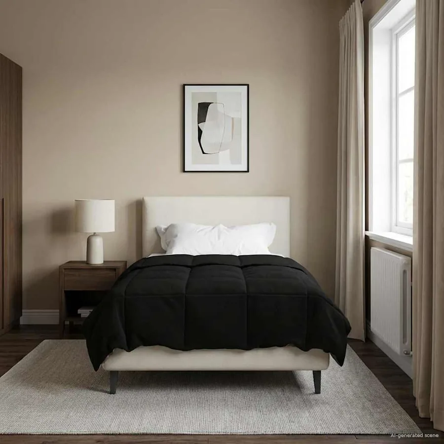 Duvet complet toute l'année Noir 155 x 220 cm Microfibre