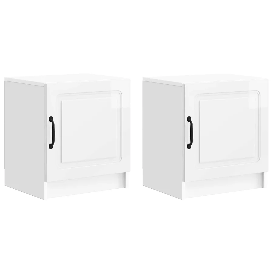 Cabinet de chevet 2 pcs Blanc brillant 43 x 34,5 x 47 cm - 2