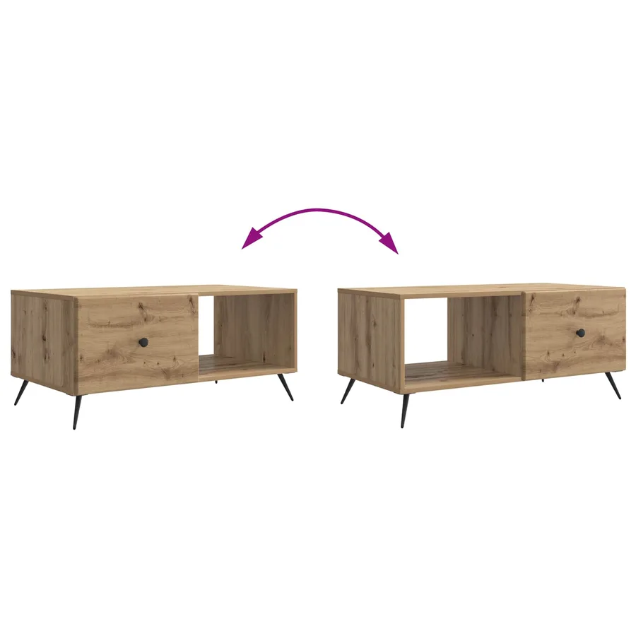 Table basse Chêne artisanal 90 x 50 x 40 cm Bois d'ingénierie - 8