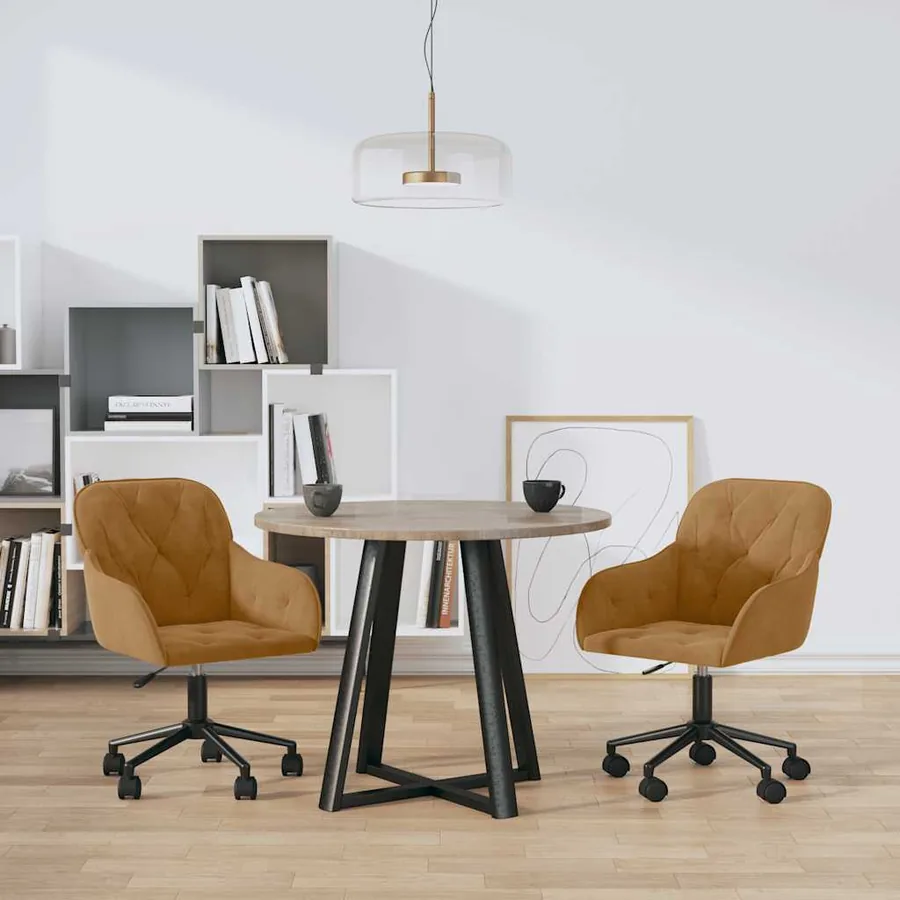 Chaises pivotantes à manger lot de 2 Marron Velours