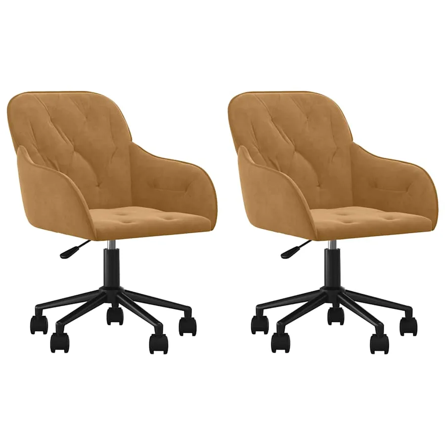 Chaises pivotantes à manger lot de 2 Marron Velours - 2