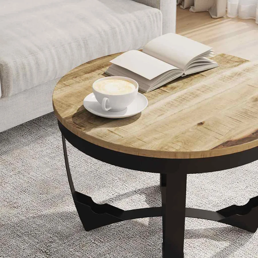Table basse bois de manguier brut 60x40 cm - 4