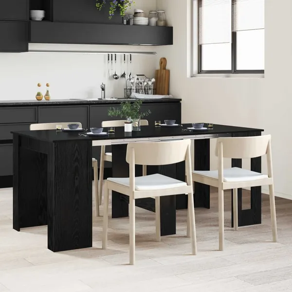 Table à dîner 180 x 85 x 75 cm Bois d'ingénierie Chêne noir