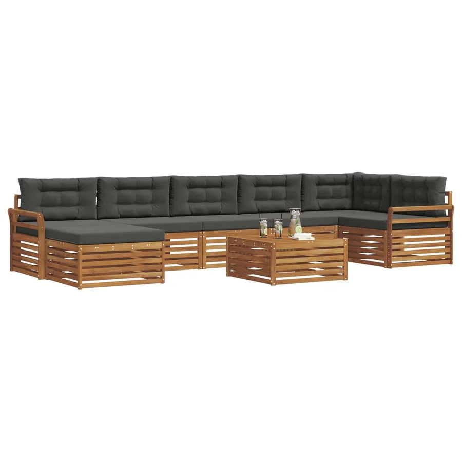 Ensemble de canapés d'extérieur 8 pcs Naturel et Anthracite - 3