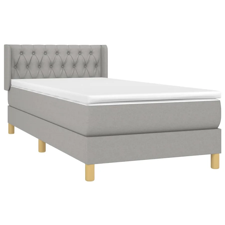 Sommier à lattes de lit avec matelas Gris clair 100x200cm Tissu - 3