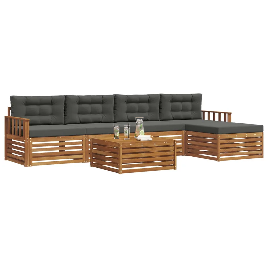 Ensemble de canapés d'extérieur 6 pcs Naturel et Anthracite - 3