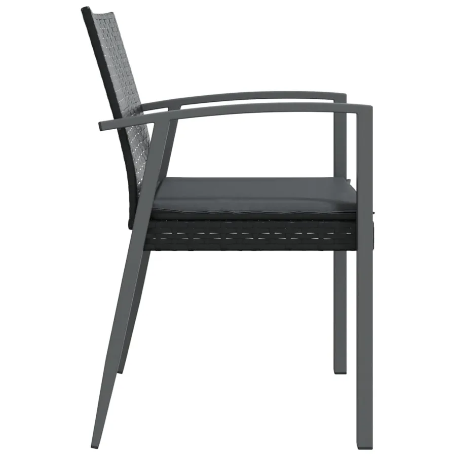 Chaises de jardin et coussins lot de 6 noir 56,5x57x83 cm rotin - 5