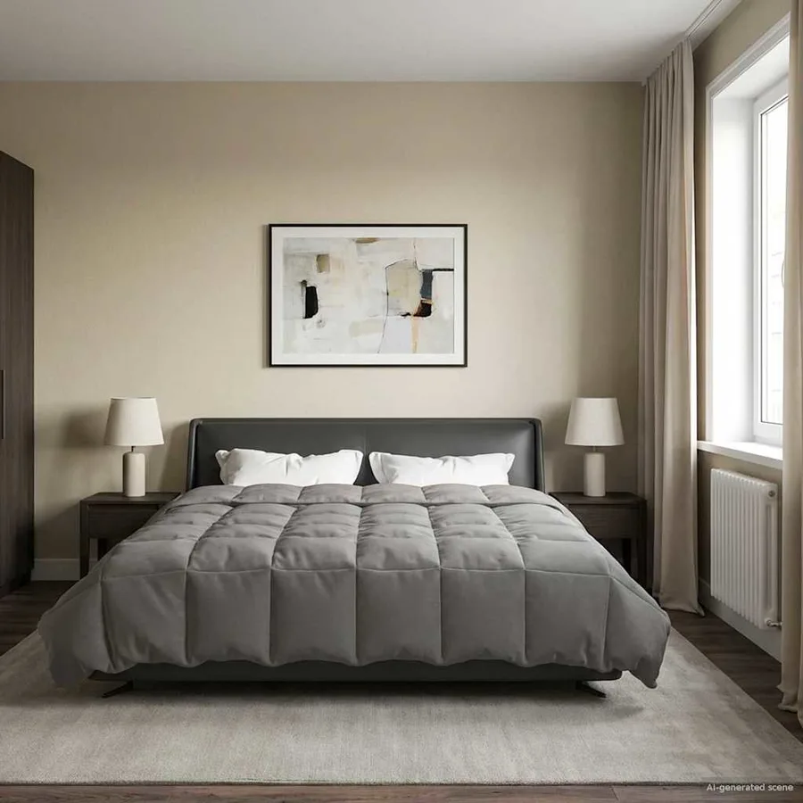Duvet d'hiver Matelassé Gris clair 220 x 260 cm Microfibre - 4