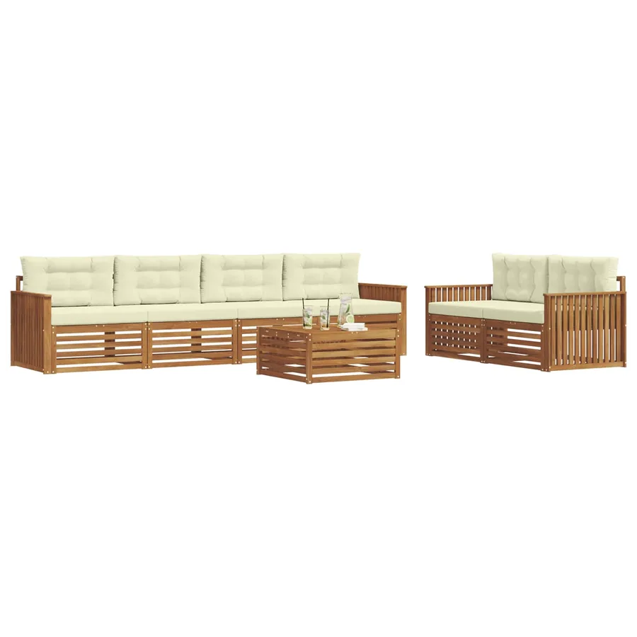 Ensemble de canapés d'extérieur 7 pcs Naturel et Crème - 3