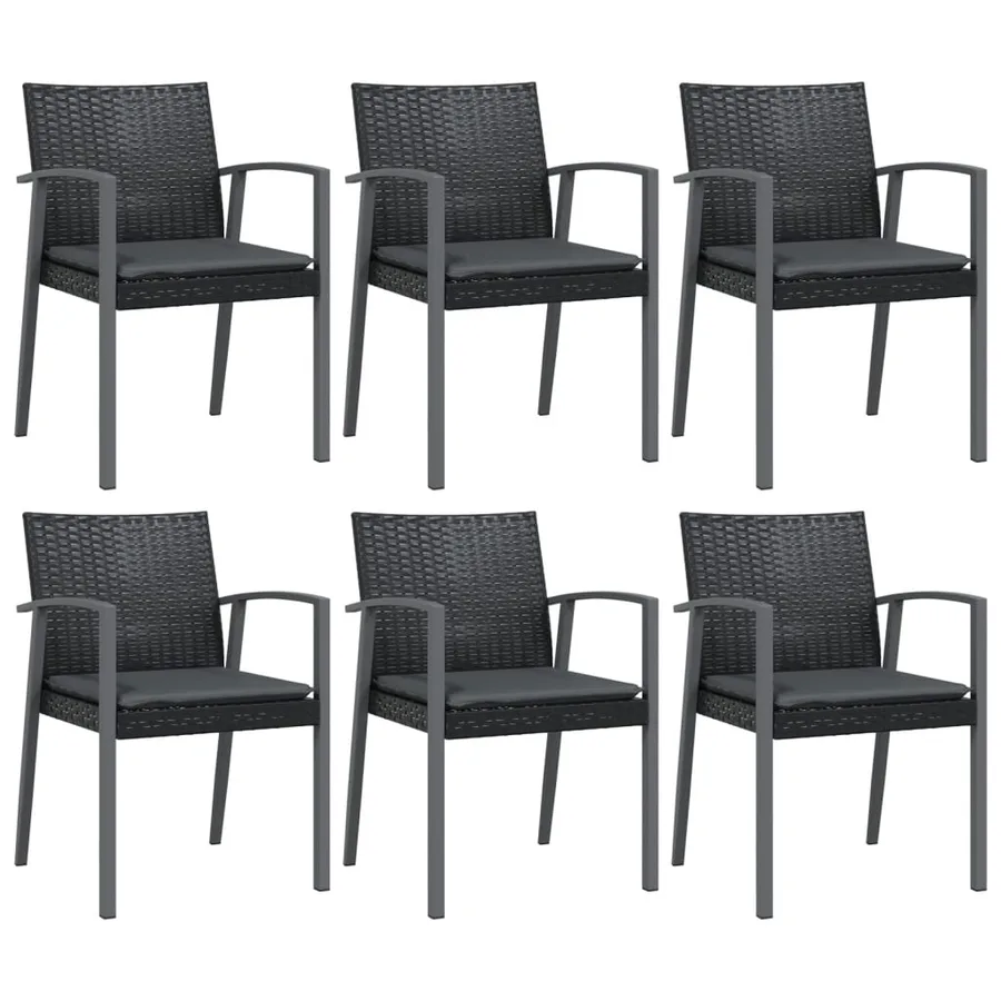Ensemble à manger de jardin 7 pcs coussins résine tressée acier - 4