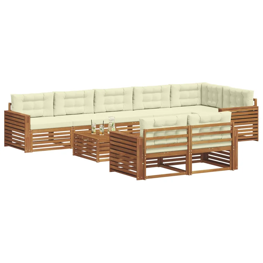 Ensemble de canapés d'extérieur 9 pcs Naturel et Crème - 3