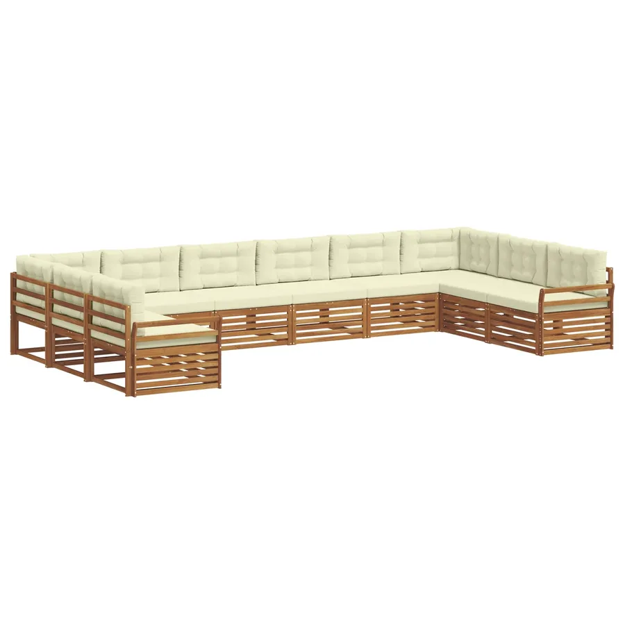 Ensembles de canapés 6 pc Naturel et Crème Bois d'Acacia Massif - 2