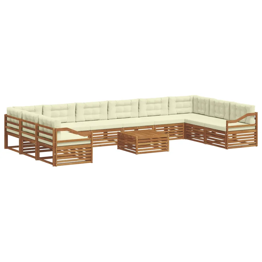 Ensembles de canapés avec coussin 11 pcs Naturel et Crème - 2