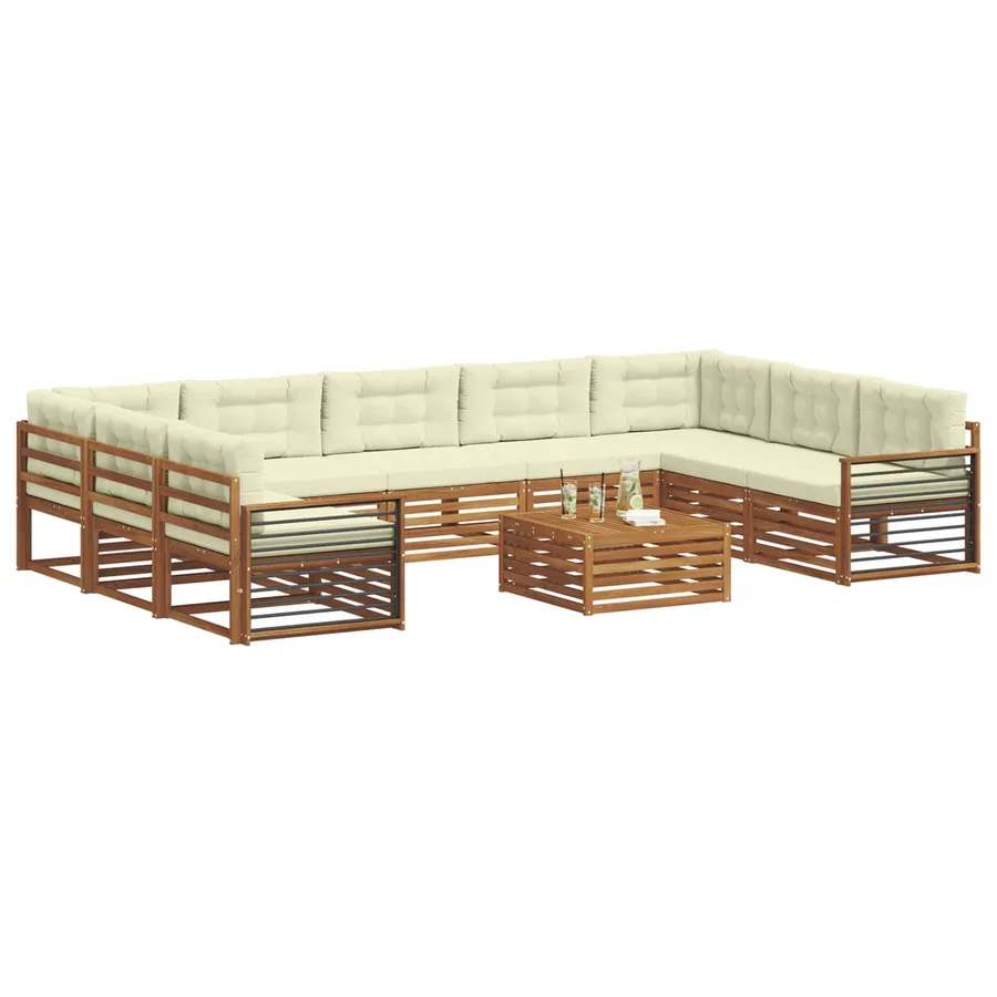 Ensemble de canapés d'extérieur 10 pcs Naturel et Crème - 3