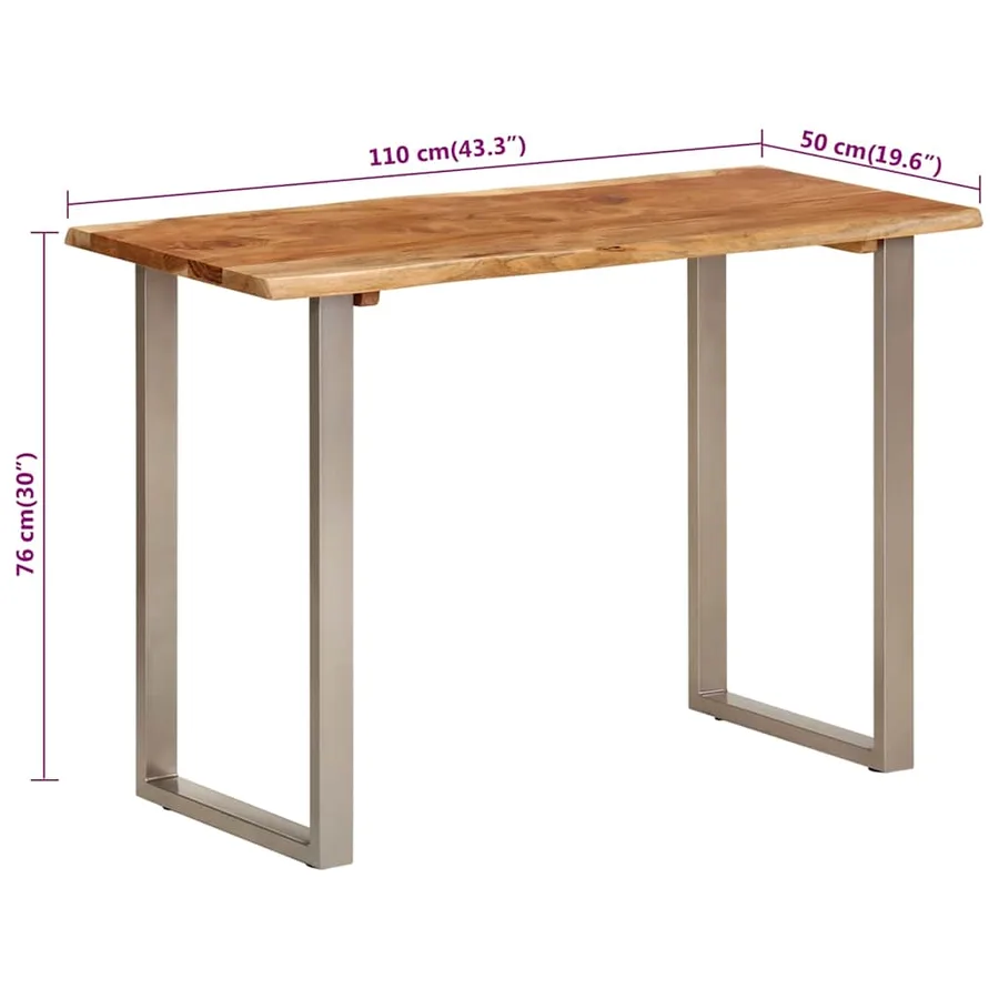 Table à dîner 110x50x76 cm Bois d'acacia solide - 10