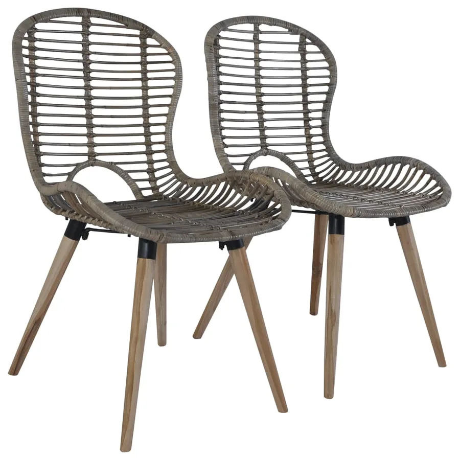 Chaises à manger lot de 4 marron rotin naturel - 2