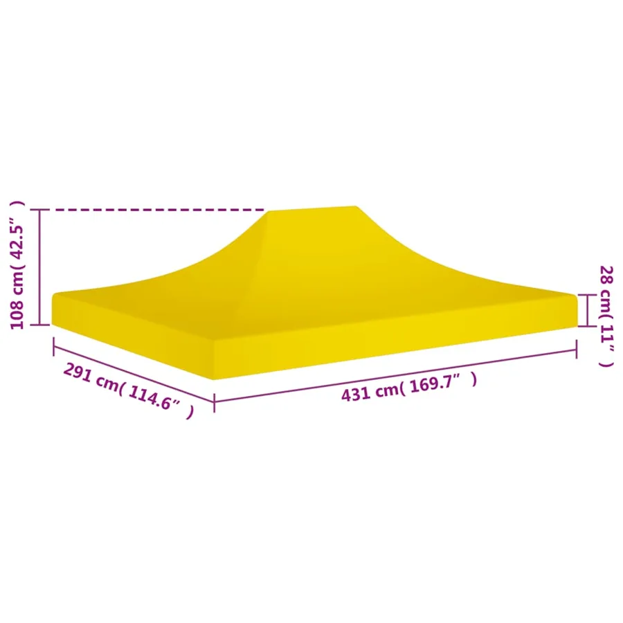 Toit de tente de réception 4,5x3 m Jaune 270 g/m² - 6