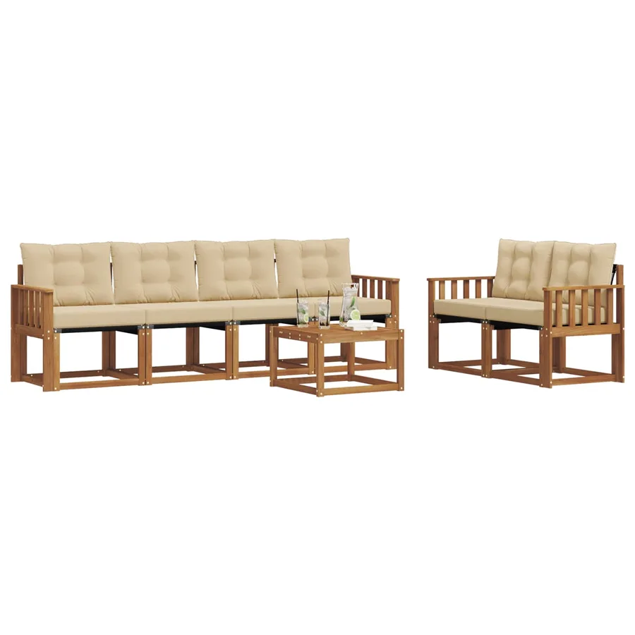 Ensemble de canapés d'extérieur 7 pcs Naturel et Beige - 3