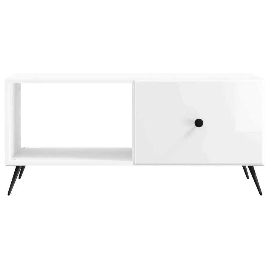 Table basse Blanc brillant 90 x 50 x 40 cm Bois d'ingénierie - 5
