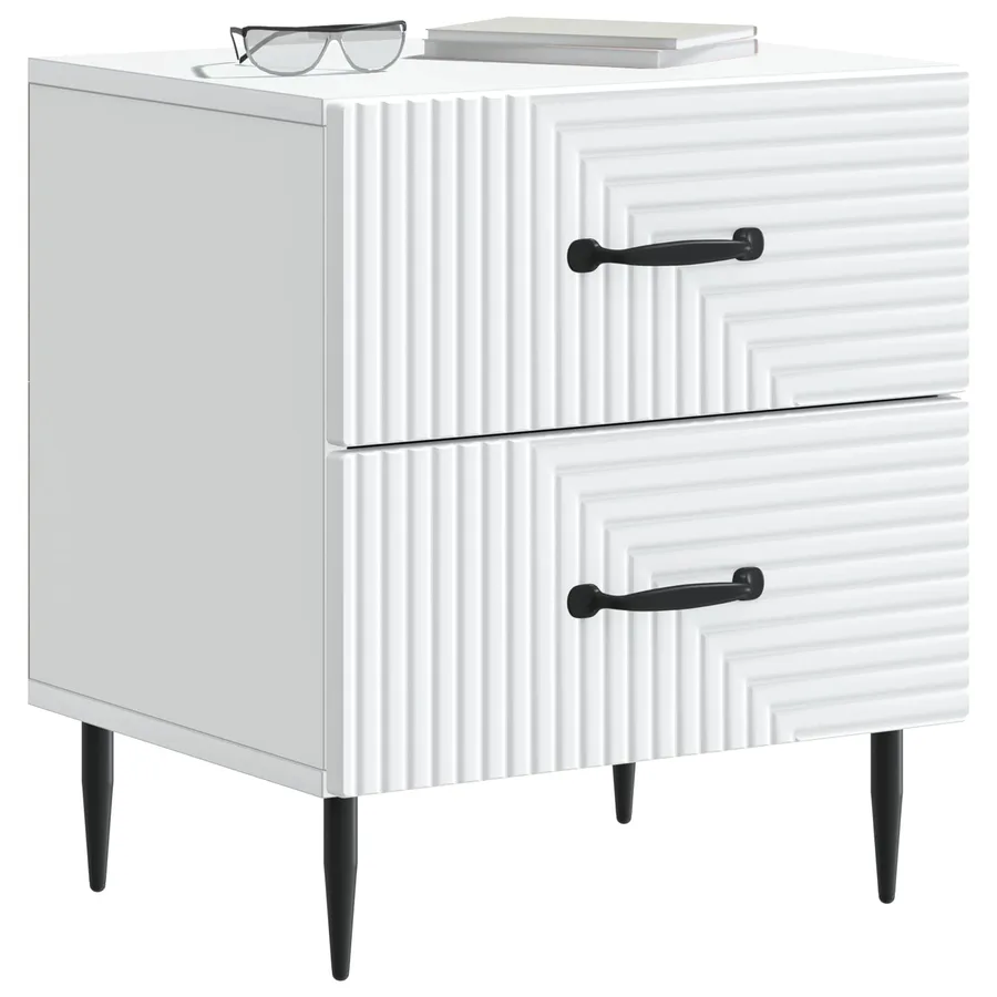 Cabinet de chevet Blanc 43 x 34,5 x 47,5 cm Bois d'ingénierie - 3