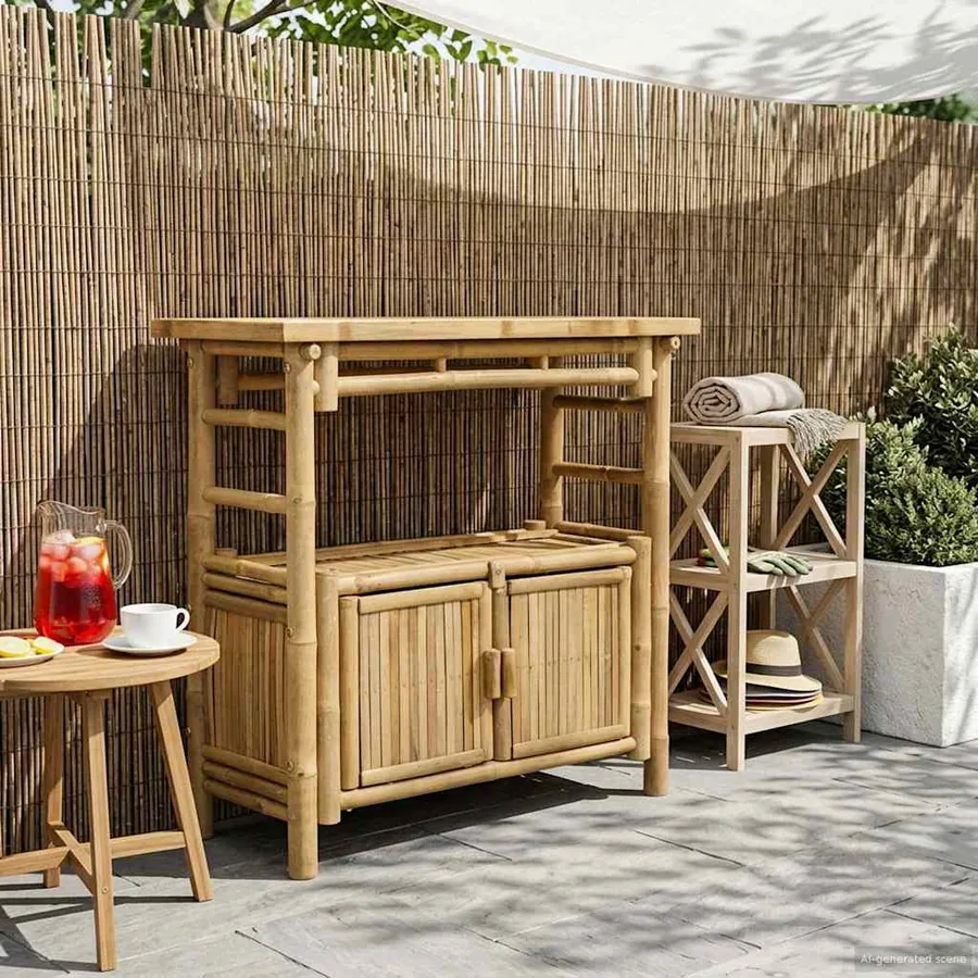 Table console avec étagère Naturel 80 x 35 x 75 cm Bambou