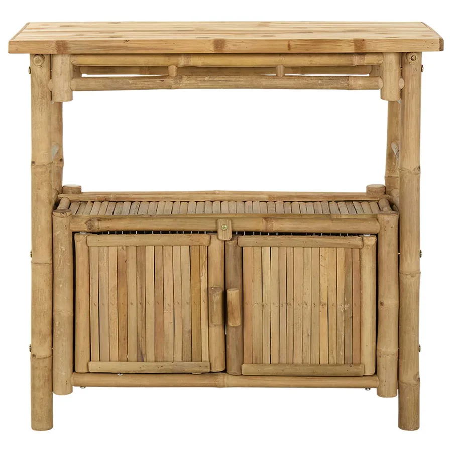 Table console avec étagère Naturel 80 x 35 x 75 cm Bambou - 4