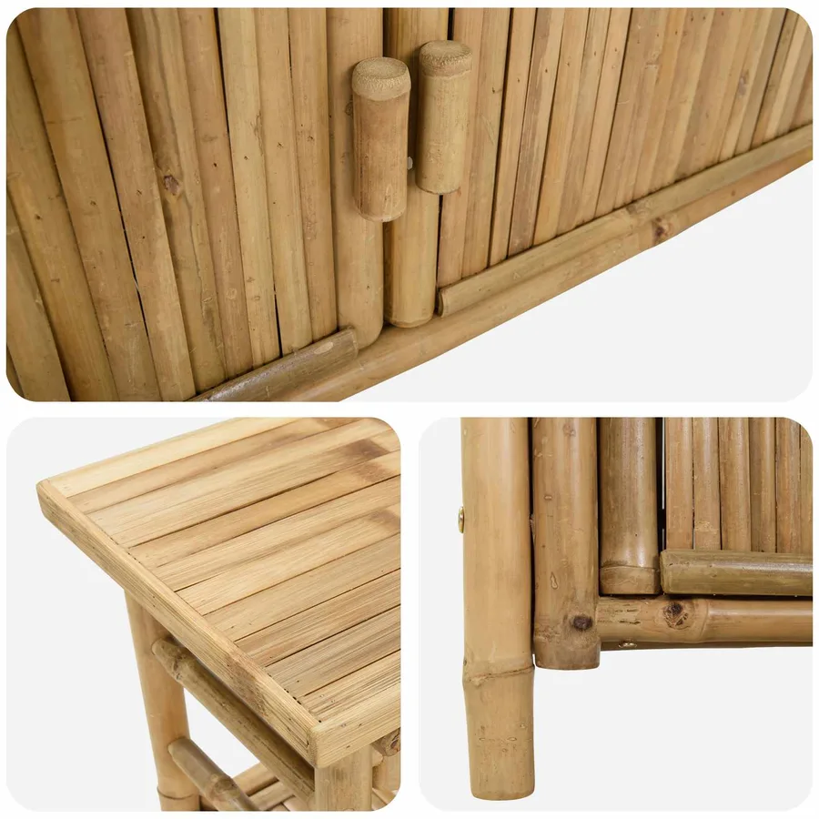 Table console avec étagère Naturel 80 x 35 x 75 cm Bambou - 7