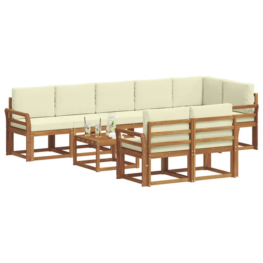 Ensemble de canapés d'extérieur 9 pcs Naturel et Crème - 3