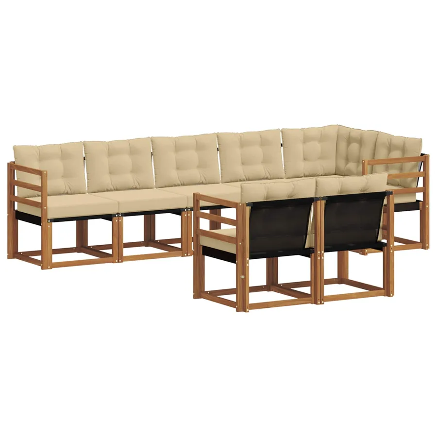Ensemble de canapés d'extérieur 8 pcs Naturel et Beige - 2