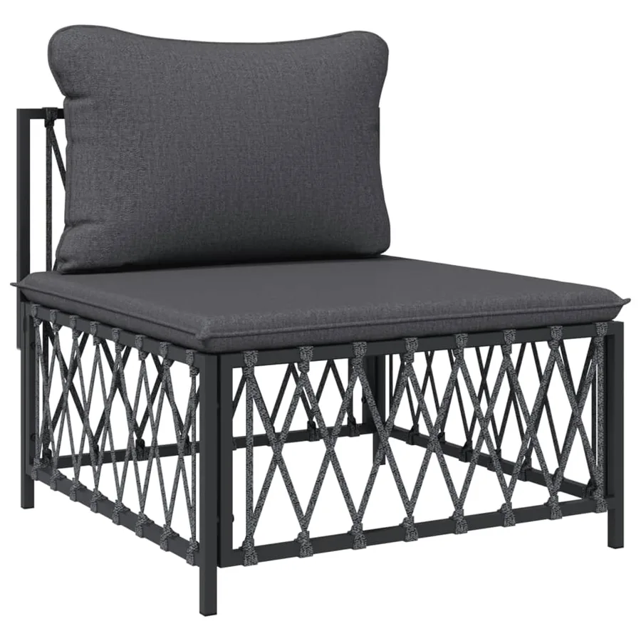 Salon de jardin avec coussins 5 pcs anthracite acier - 5
