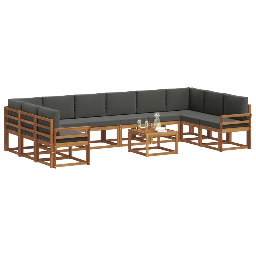 Ensemble de canapés d'extérieur 11 pcs Naturel et Anthracite - 3