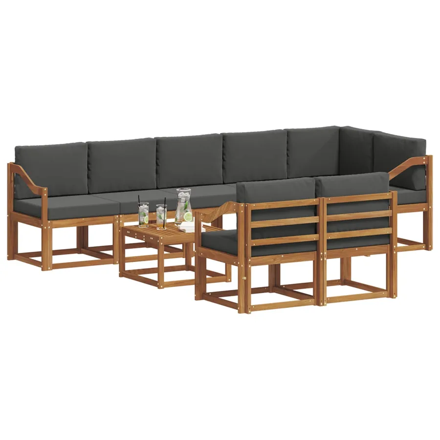 Ensemble de canapés d'extérieur 9 pcs Naturel et Anthracite - 3