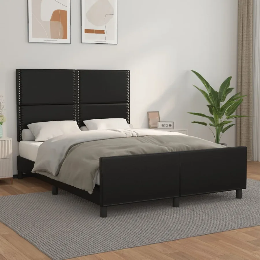 Cadre de lit sans matelas noir 140x190 cm similicuir