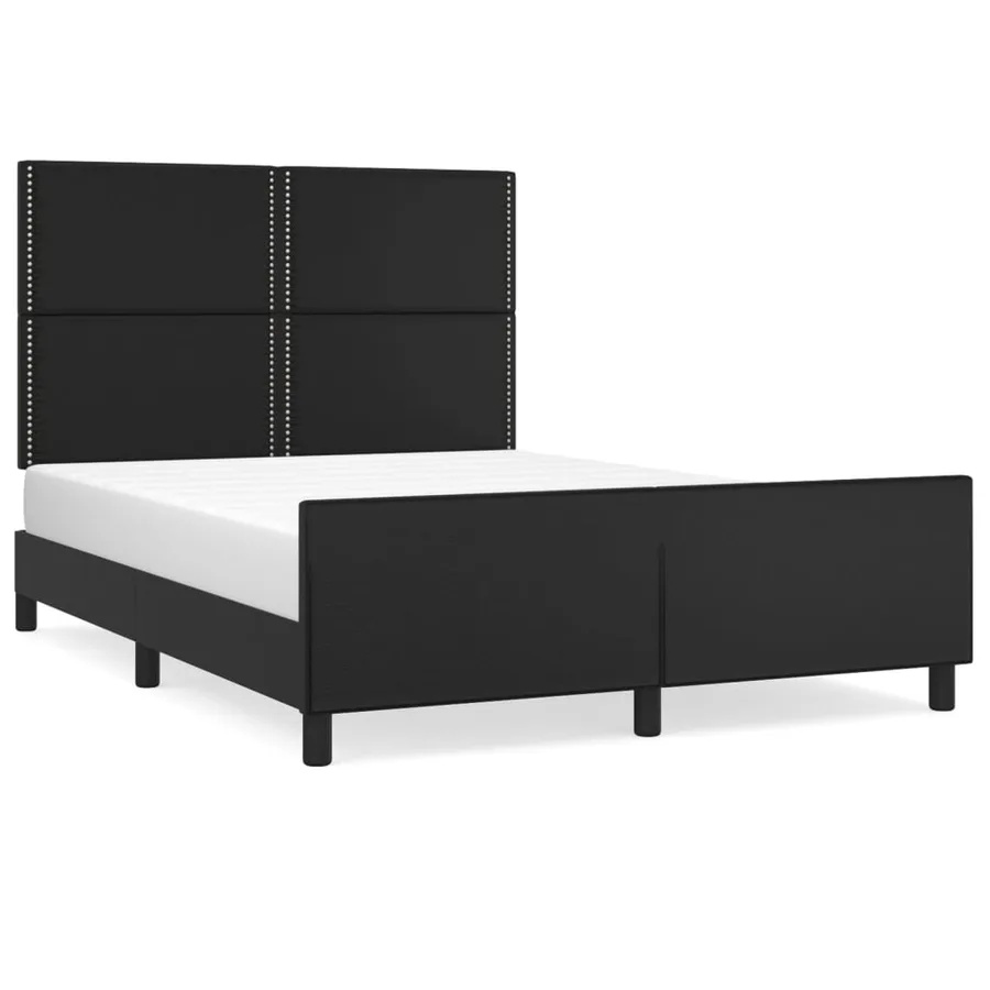 Cadre de lit sans matelas noir 140x190 cm similicuir - 2