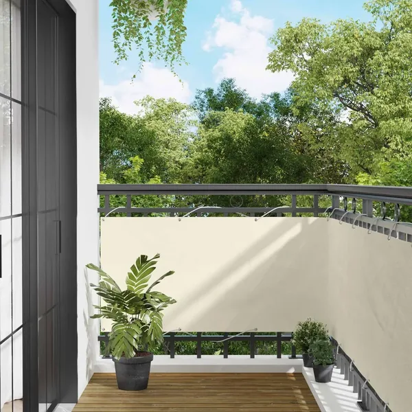 Écran de balcon Crème 75 x 200 cm Tissu Oxford