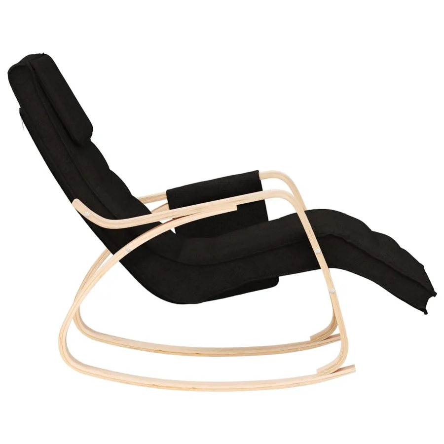 Chaise à bascule Noir Tissu - 4