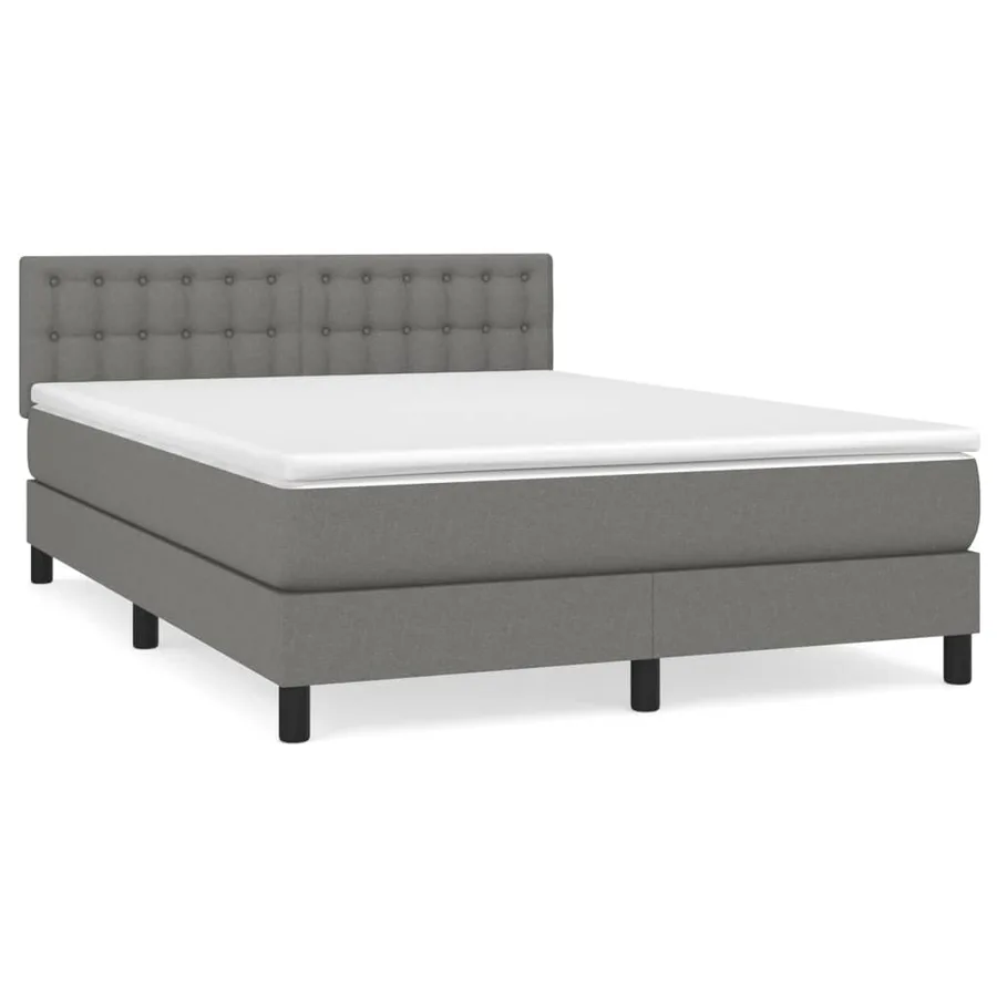 Sommier à lattes de lit avec matelas Gris foncé 140x200cm Tissu - 2