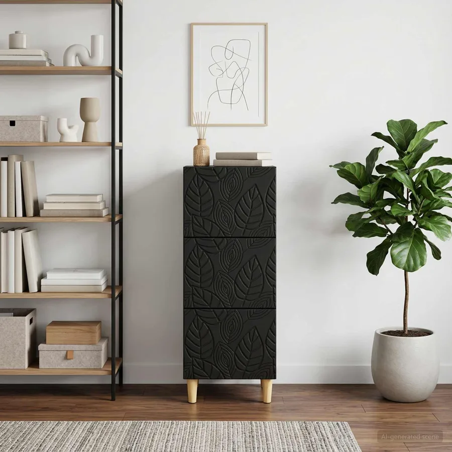 Armoire à tiroirs Noir 33 x 34,5 x 90 cm Bois d'ingénierie - 3