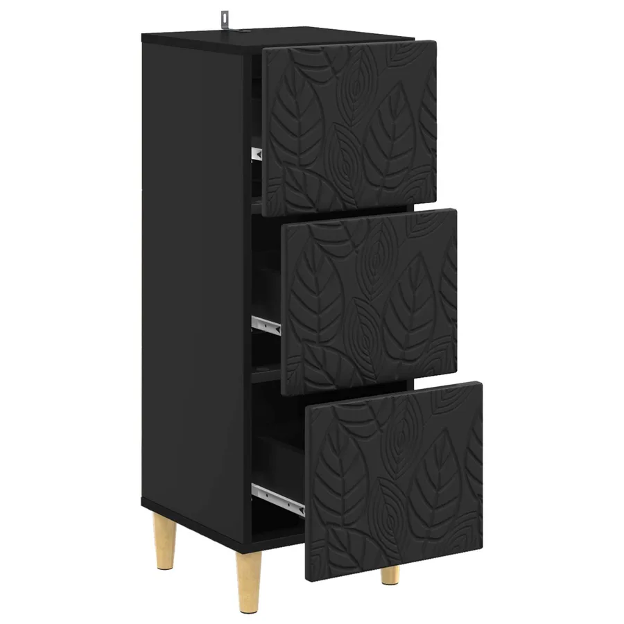 Armoire à tiroirs Noir 33 x 34,5 x 90 cm Bois d'ingénierie - 4
