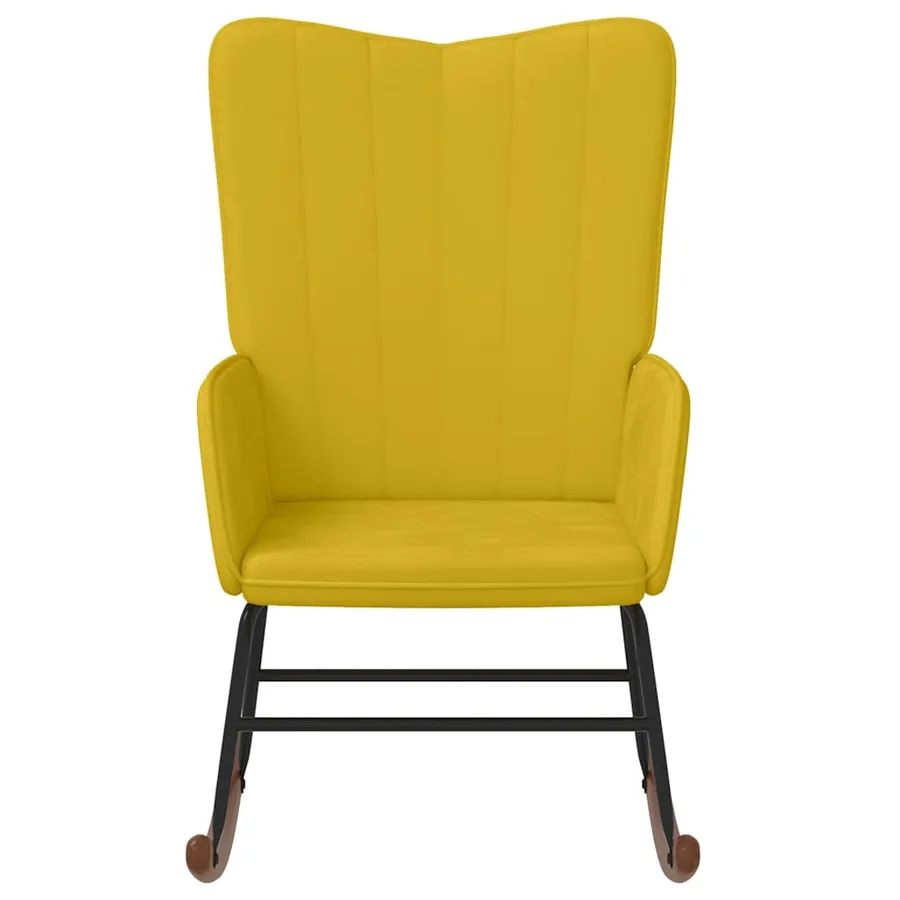 Chaise à bascule Jaune moutarde Velours - 3