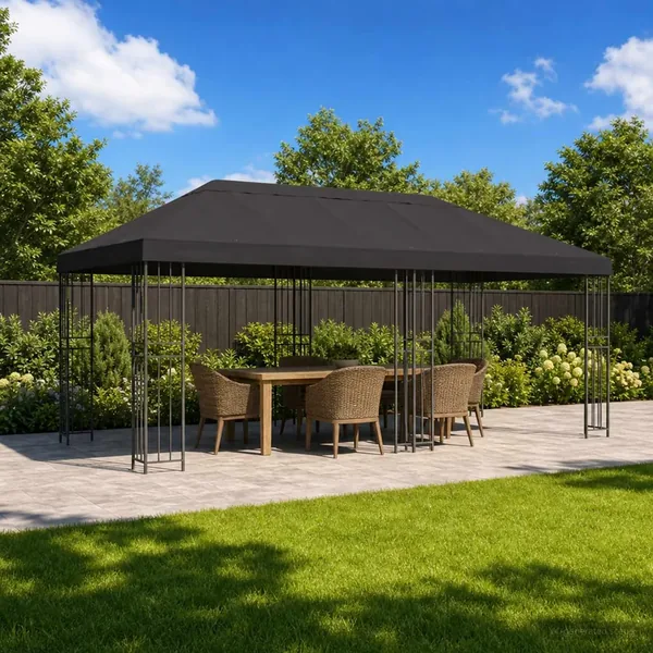 Gazebo avec murs latéraux 6 x 3 m Anthracite Polyester et Acier