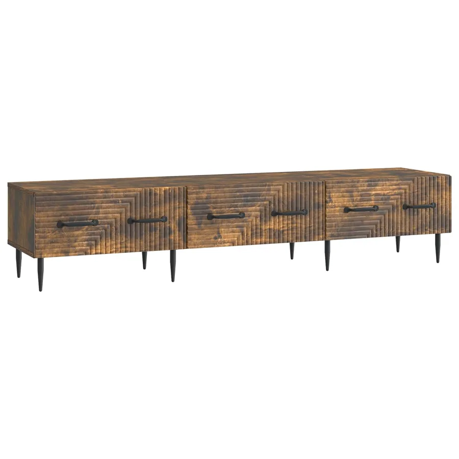 Meuble TV Chêne fumé 147 x 34,5 x 30 cm Bois d'ingénierie - 2