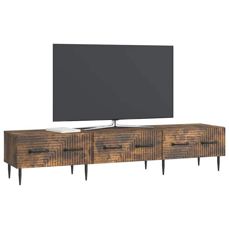 Meuble TV Chêne fumé 147 x 34,5 x 30 cm Bois d'ingénierie - 3