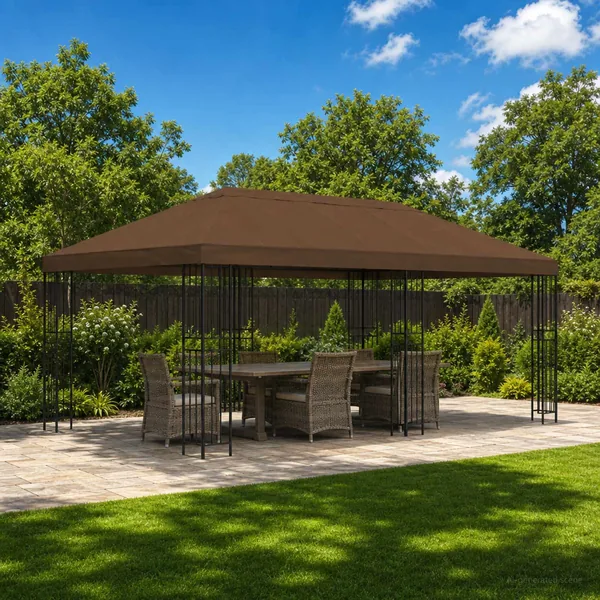 Housse de canopée de gazebo 6 x 3 m Marron Polyester 190