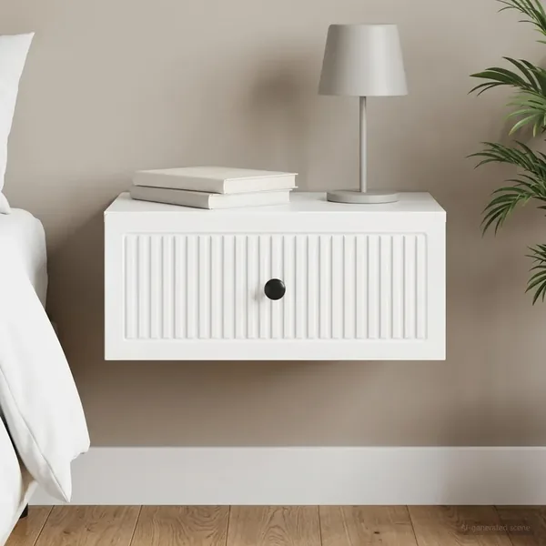 Cabinet de chevet avec tiroir Blanc brillant 49 x 34,5 x 20 cm