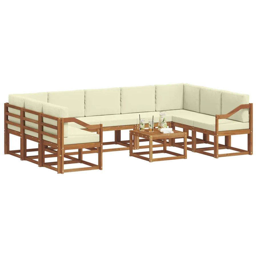 Ensemble de canapés d'extérieur 10 pcs Naturel et Crème - 3