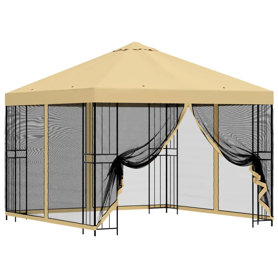 Abri de jardin avec parois 3 x 3 m Crème Polyester et Acier - 2